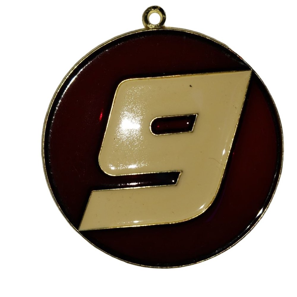 Vintage Handmade Stained Glass Vintage Sports #9  Round Suncatcher Ornament Red